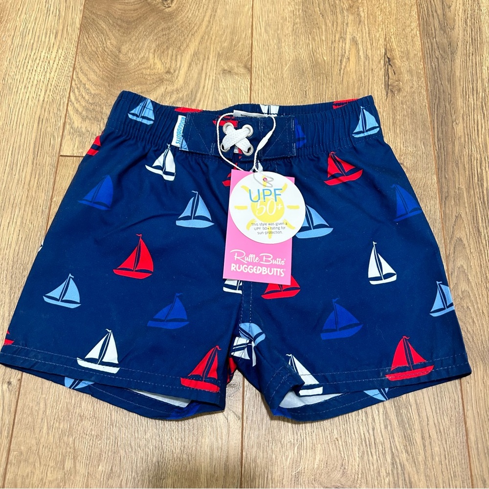NWT Ruggedbutts sailboat swim shorts - Size 12-18